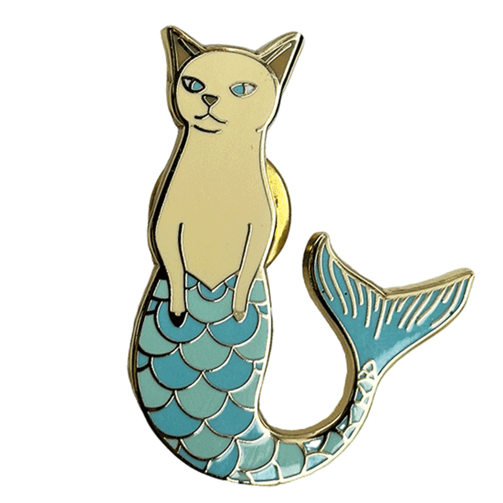 Embroidery Whale - 1pc Purrmaid Cat Mermaid Enamel Pin