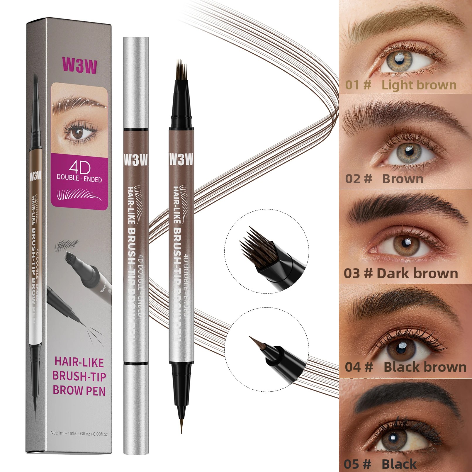 Transfer Pen Ink - W3W Micro Needle Engraved Double-Tip Eyebrow