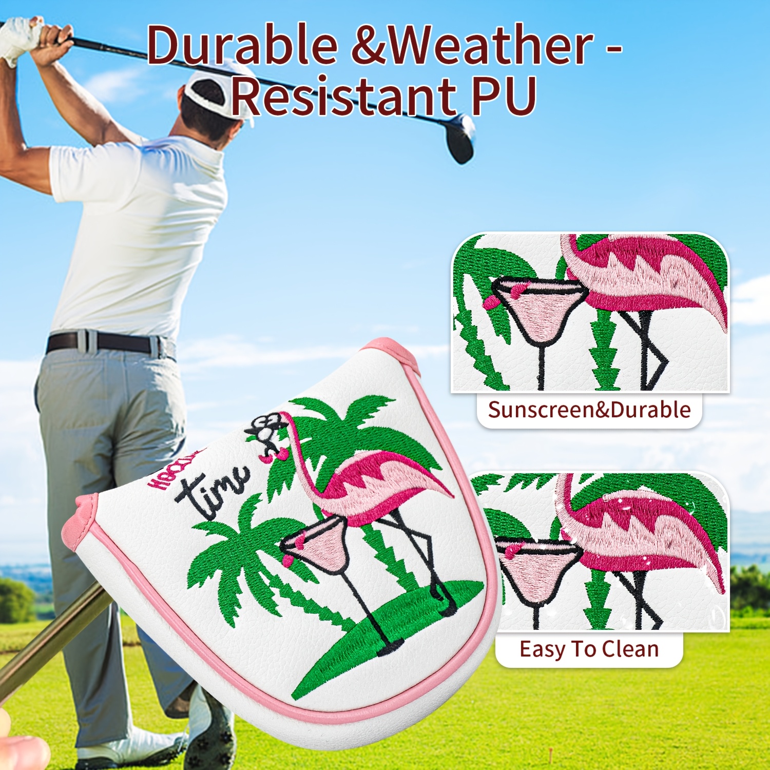 1pc Flamingo Golf Club Headcov - Embroidery Design บทวิจารณ์และราคา