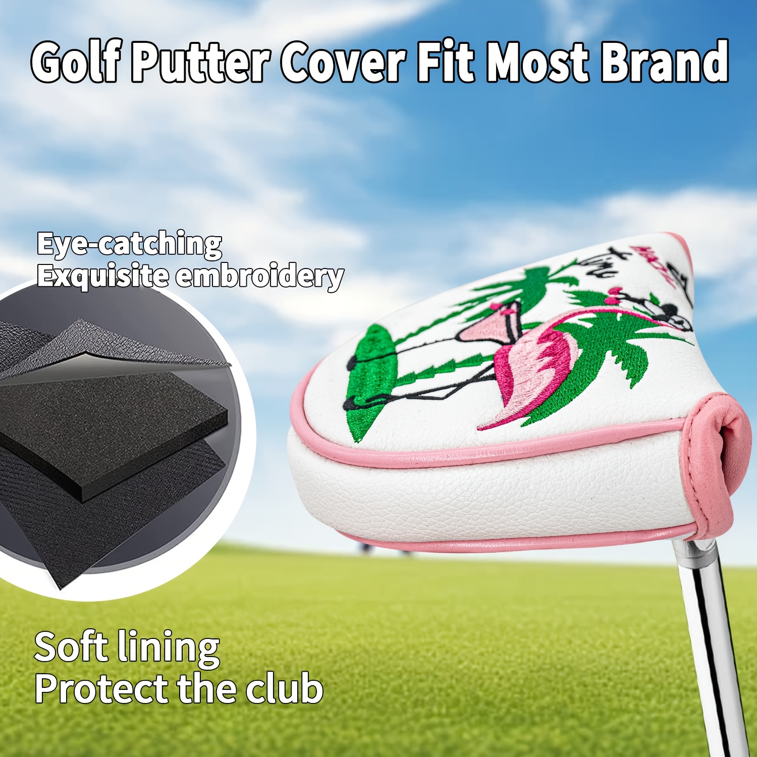 1pc Flamingo Golf Club Headcov - Embroidery Design บทวิจารณ์และราคา