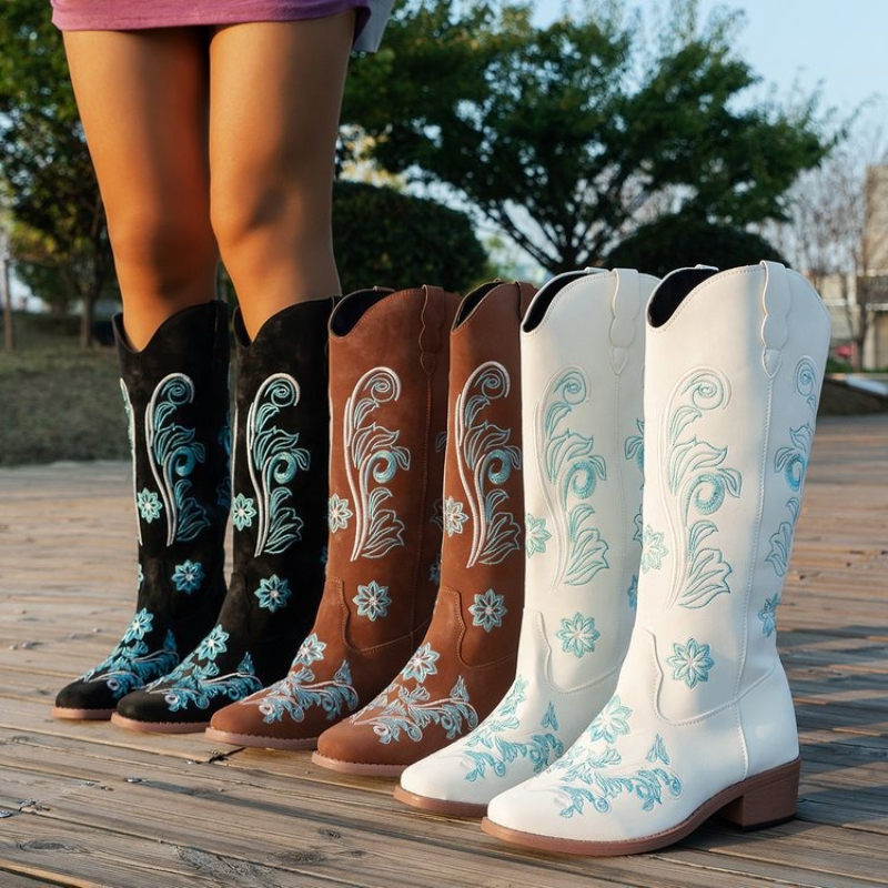Retro Women Boot Fashion Women - Embroidery Design บทวิจารณ์และราคา