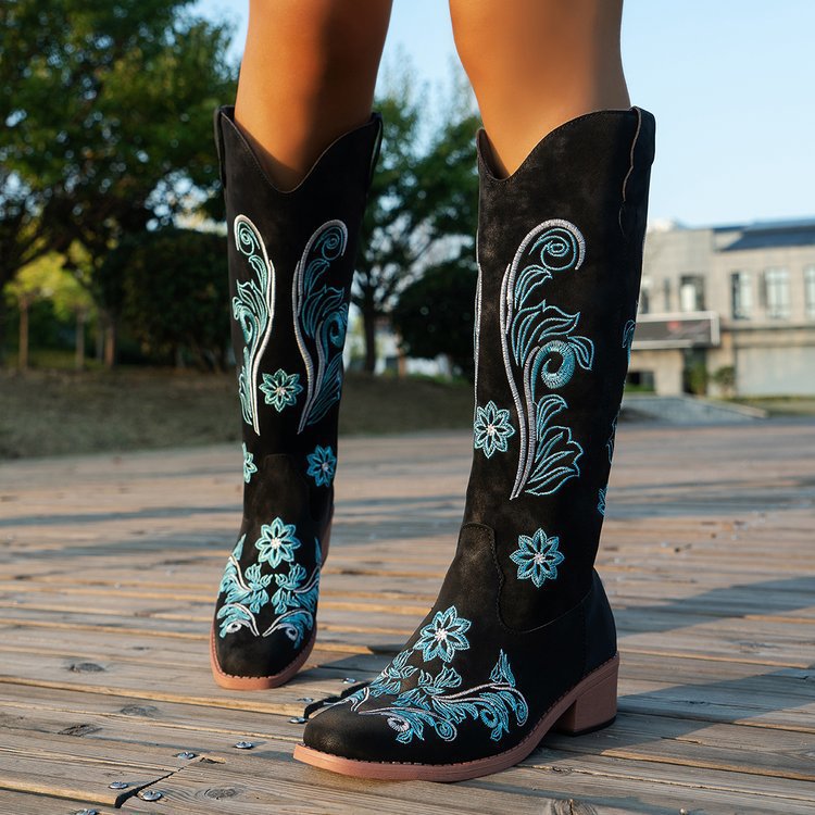 Retro Women Boot Fashion Women - Embroidery Design บทวิจารณ์และราคา