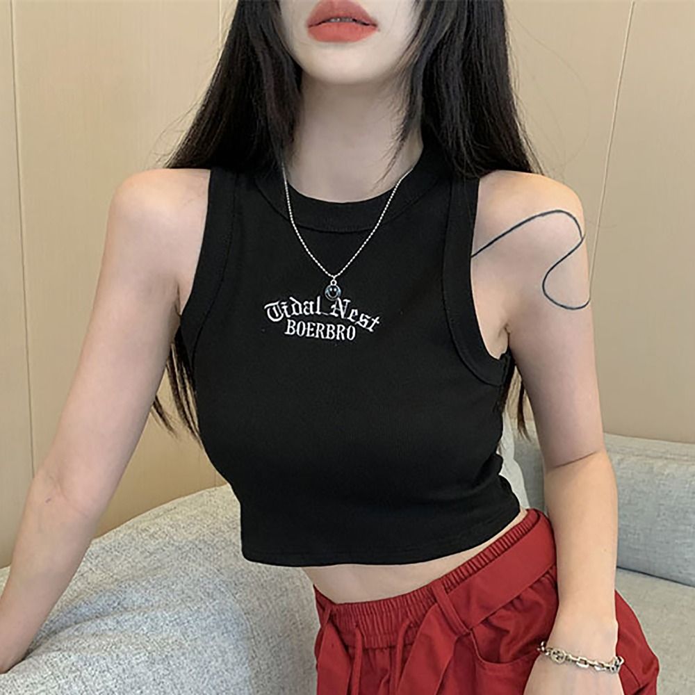 Fashion Microelastic Sleeveles - Embroidery Letter M บทวิจารณ์และราคา