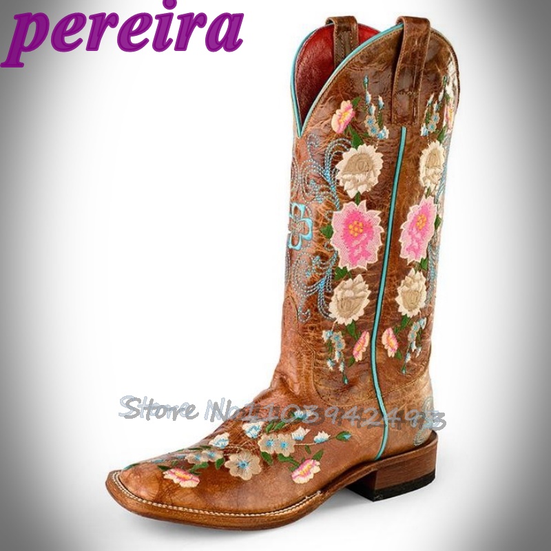 Embroidered Flower Boots Rose  - Embroidery Flower บทวิจารณ์และราคา