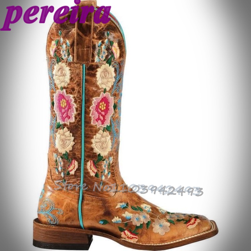 Embroidered Flower Boots Rose  - Embroidery Flower บทวิจารณ์และราคา