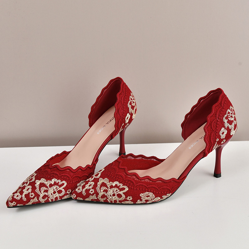 Luxury Red White Lace Embroide - Embroidery Dress บทวิจารณ์และราคา