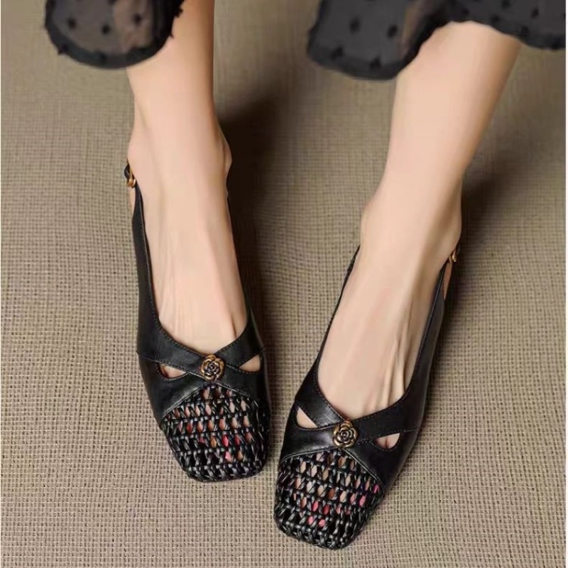Women's French-style closed-to - Embroidery Flat Shoes บทวิจารณ์และราคา