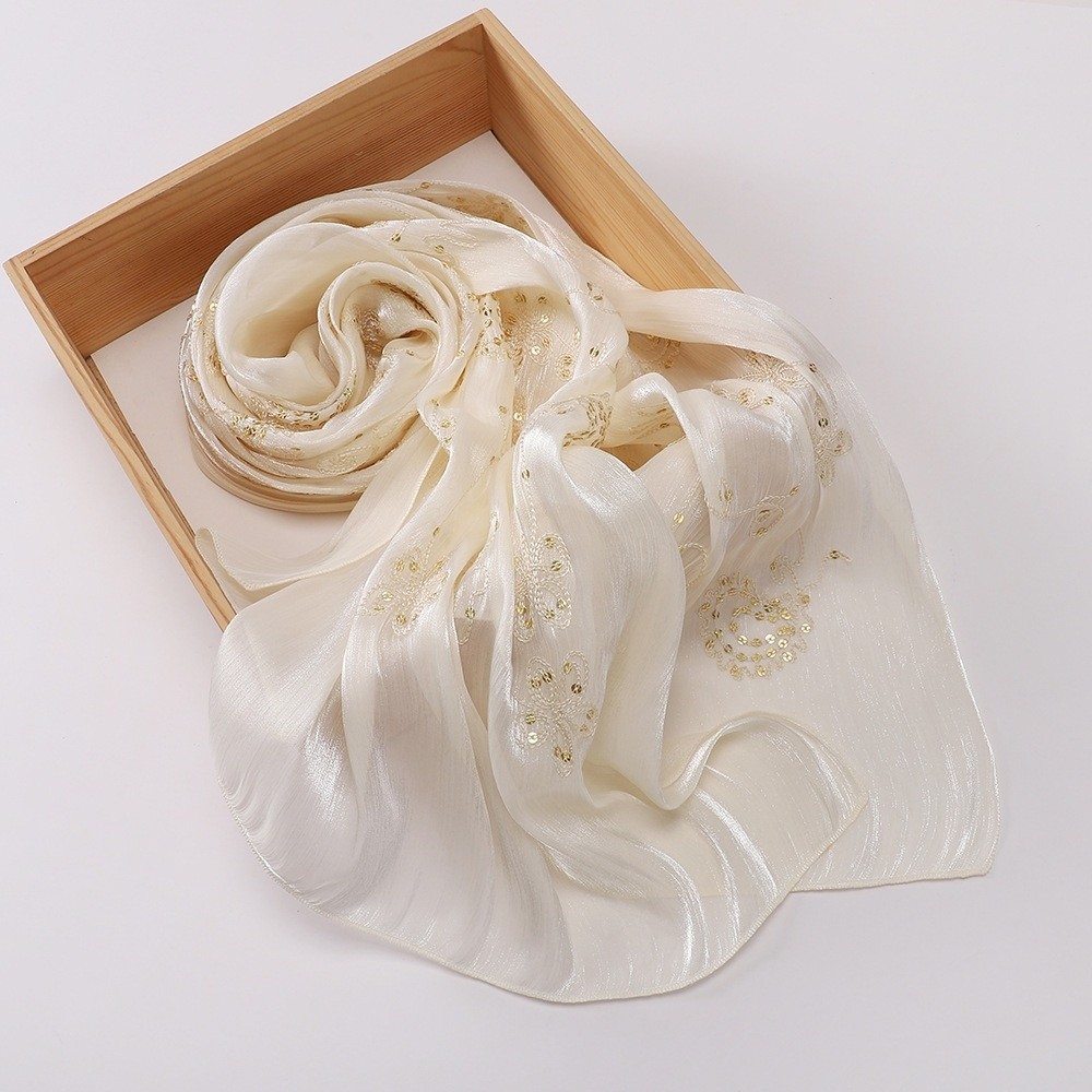 Elegant Hijab Shawl Embroidery - Embroidery Texture บทวิจารณ์และราคา