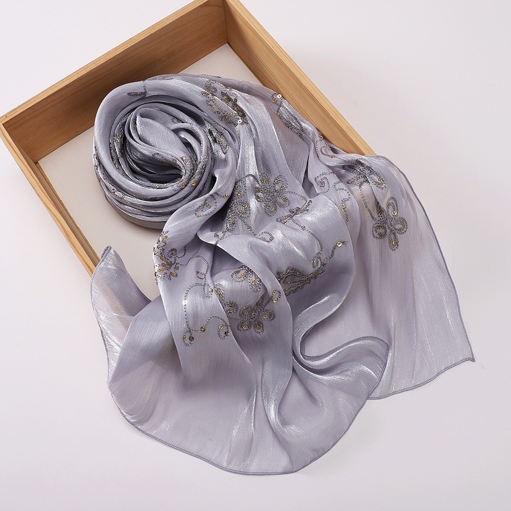 Elegant Hijab Shawl Embroidery - Embroidery Texture บทวิจารณ์และราคา