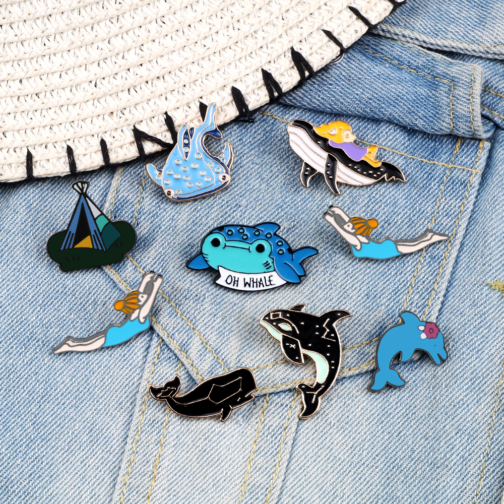 Lapel Pins  Badge Enamel Pins  - Embroidery Whale บทวิจารณ์และราคา