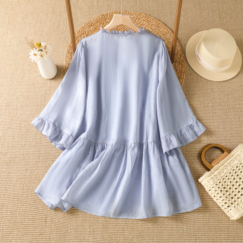 Elegant Purple Floral Embroide - Embroidery Shirt บทวิจารณ์และราคา