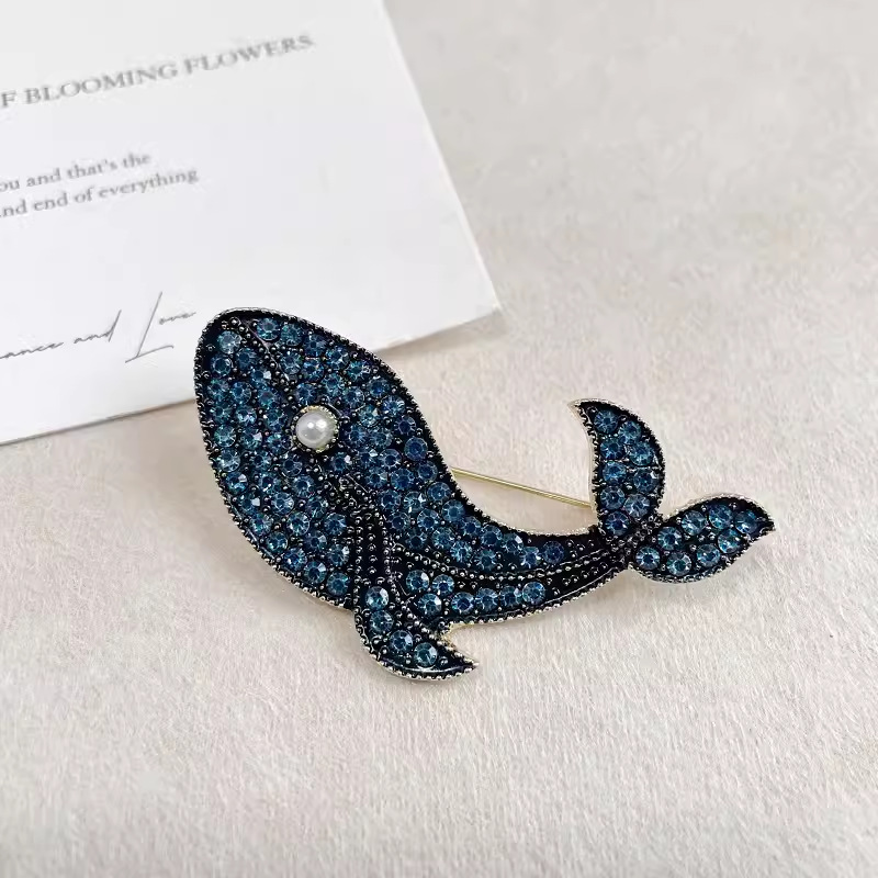 Korean Fashion Creative Blue W - Embroidery Whale บทวิจารณ์และราคา