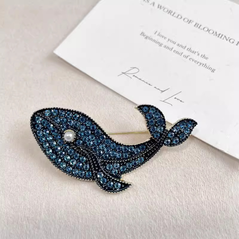 Korean Fashion Creative Blue W - Embroidery Whale บทวิจารณ์และราคา