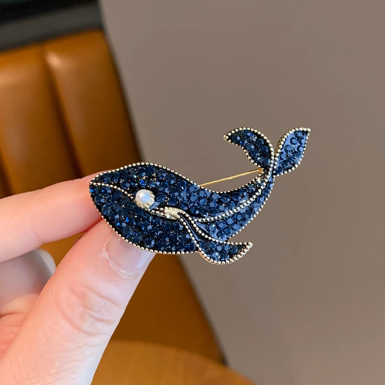 Korean Fashion Creative Blue W - Embroidery Whale บทวิจารณ์และราคา