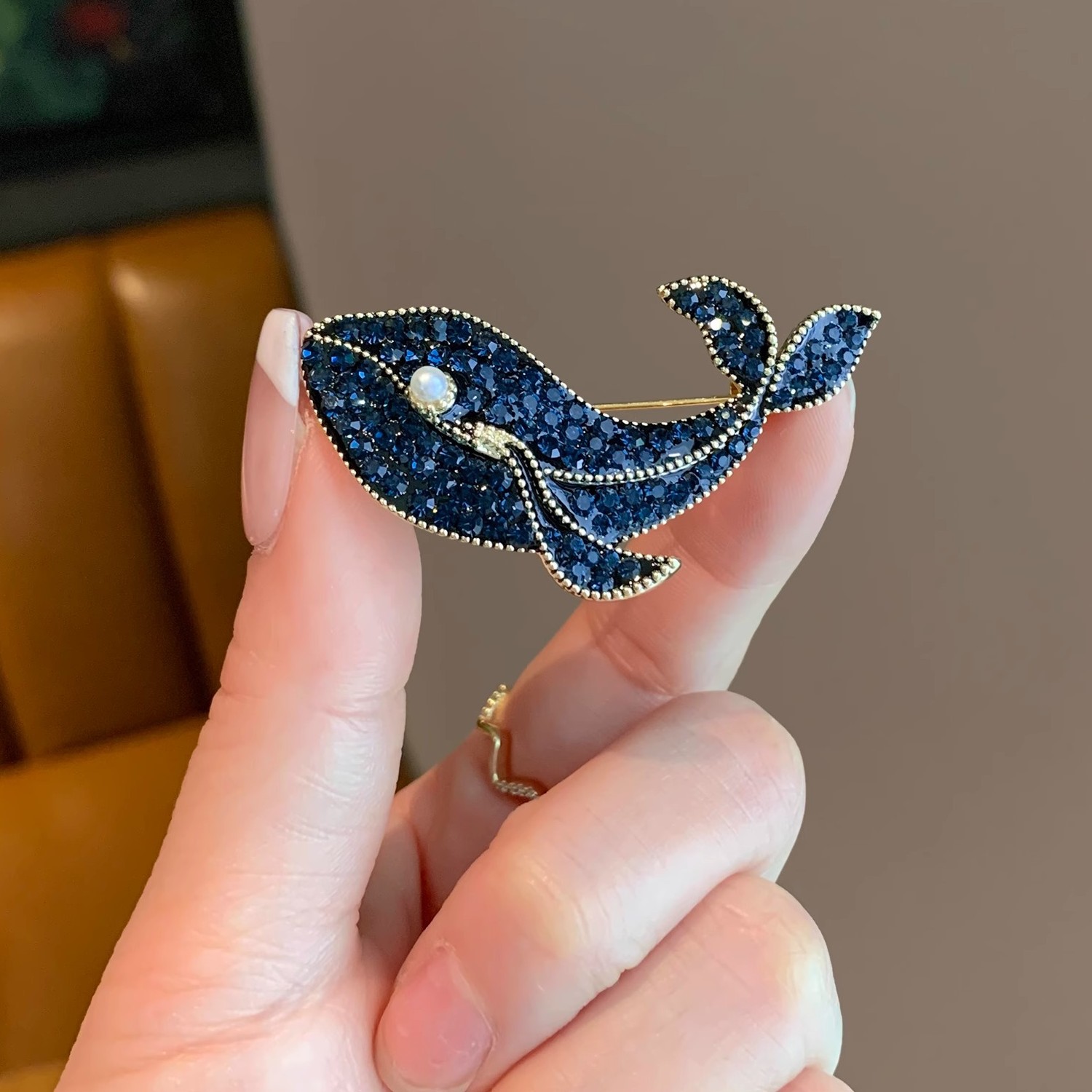 Korean Fashion Creative Blue W - Embroidery Whale บทวิจารณ์และราคา