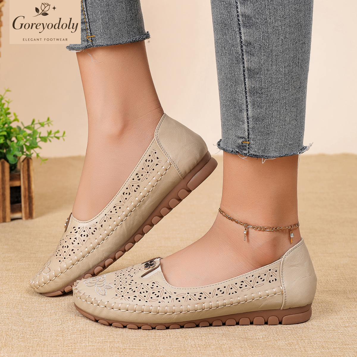 Goreyodoly women loafers flora - Embroidery Design บทวิจารณ์และราคา