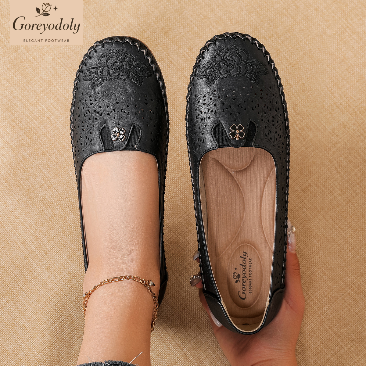 Goreyodoly women loafers flora - Embroidery Design บทวิจารณ์และราคา