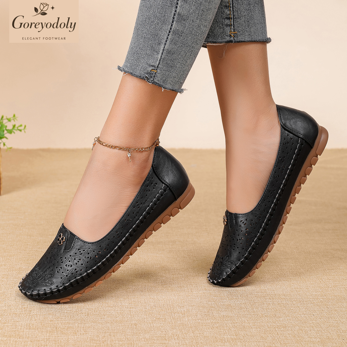 Goreyodoly women loafers flora - Embroidery Design บทวิจารณ์และราคา