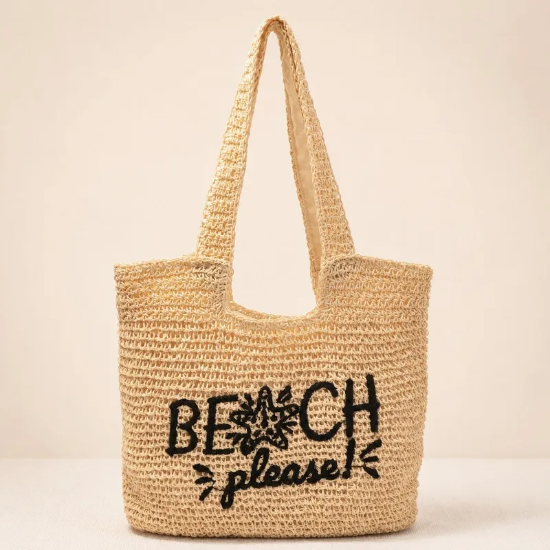 Women's handwoven straw tote b - Embroidery Design บทวิจารณ์และราคา