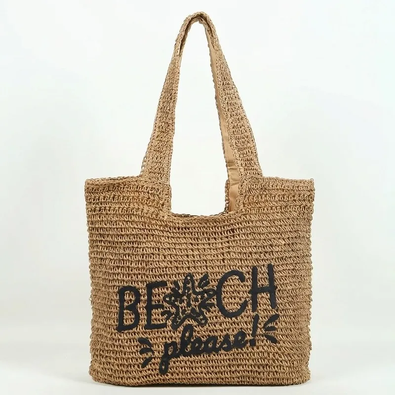 Women's handwoven straw tote b - Embroidery Design บทวิจารณ์และราคา
