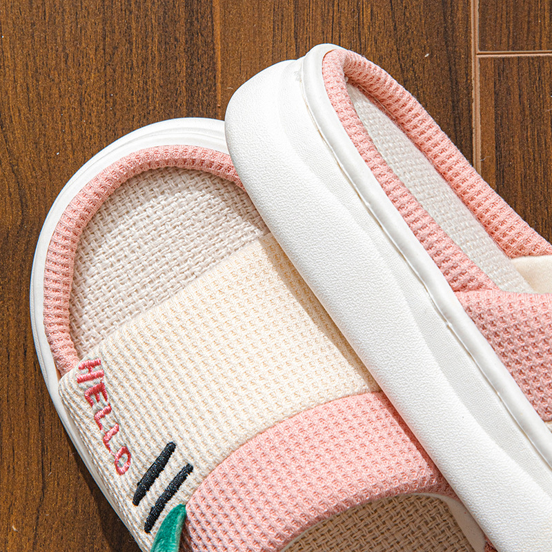 New Style Linen Slippers for W - Embroidery Flat Shoes บทวิจารณ์และราคา