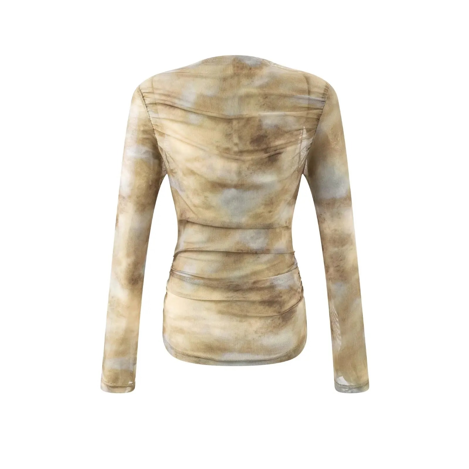 2025 Sexy Tie-Dye Print Ruched - Embroidery Shirt บทวิจารณ์และราคา