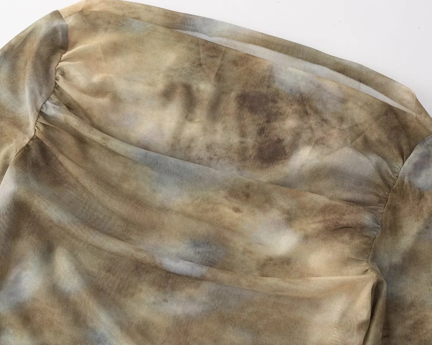 2025 Sexy Tie-Dye Print Ruched - Embroidery Shirt บทวิจารณ์และราคา