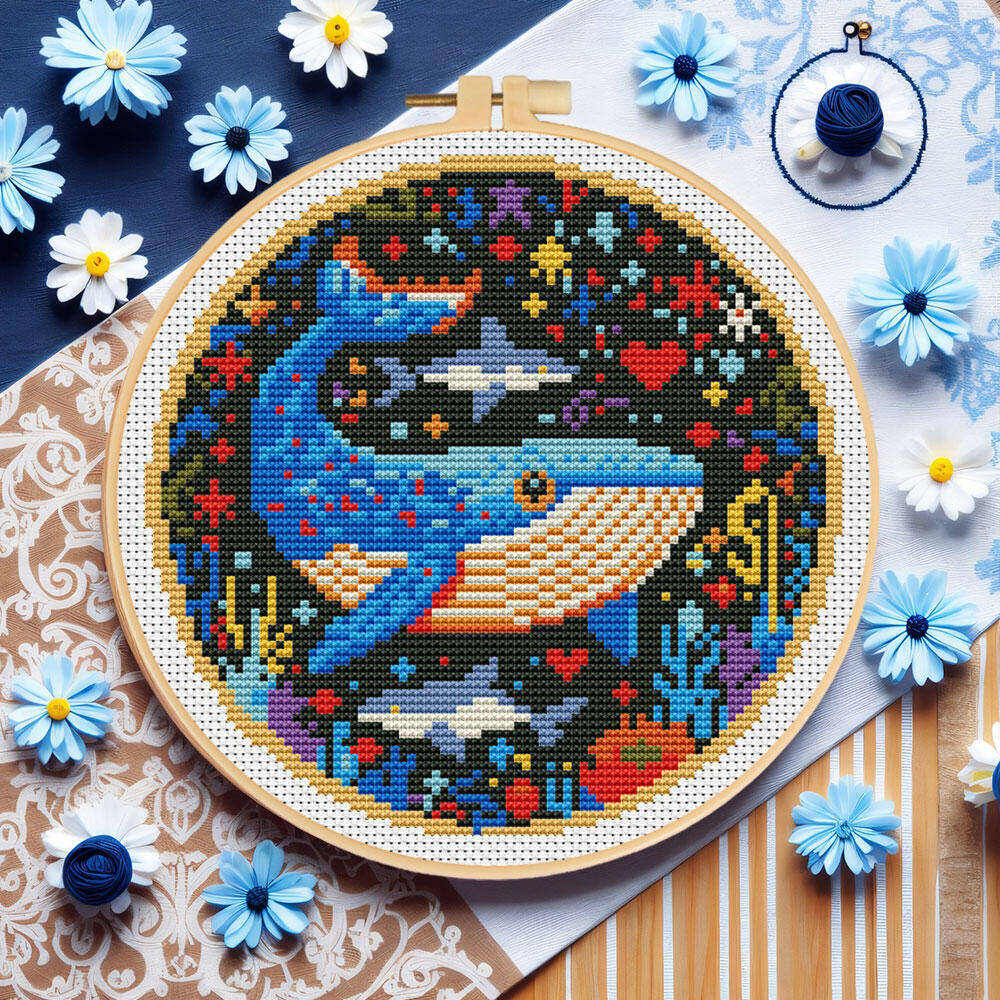 DIY Cross Stitch Whale Embroid - Embroidery Whale บทวิจารณ์และราคา