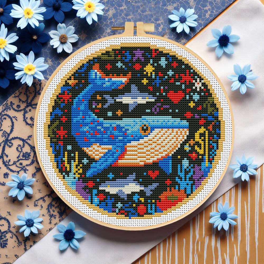 DIY Cross Stitch Whale Embroid - Embroidery Whale บทวิจารณ์และราคา