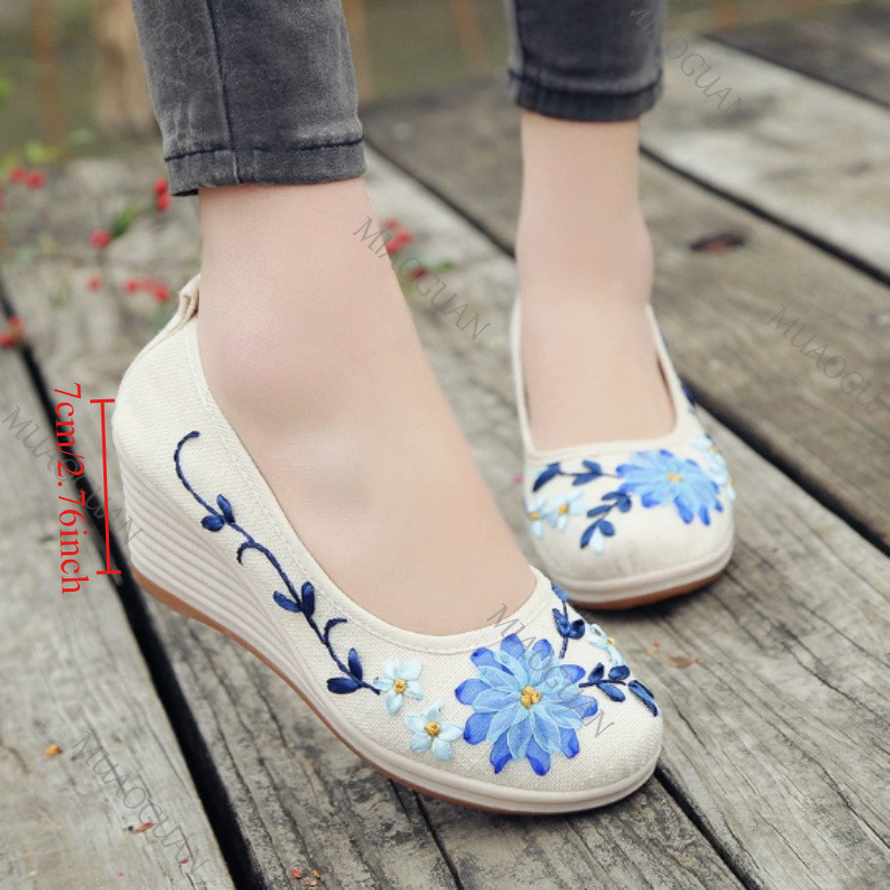 Embroidered Women Comfort Wedg - Embroidery Canvas บทวิจารณ์และราคา