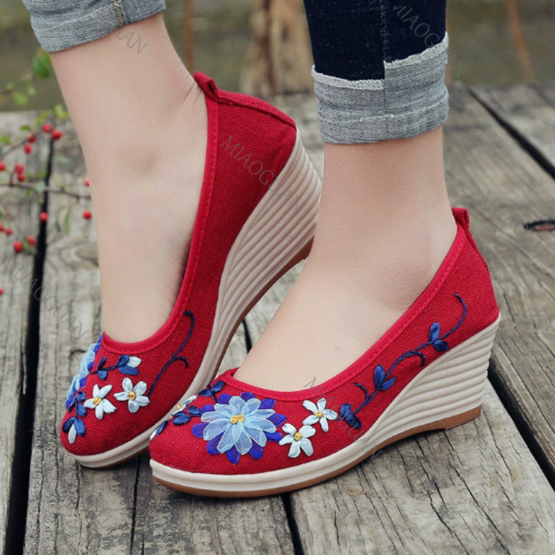 Embroidered Women Comfort Wedg - Embroidery Canvas บทวิจารณ์และราคา