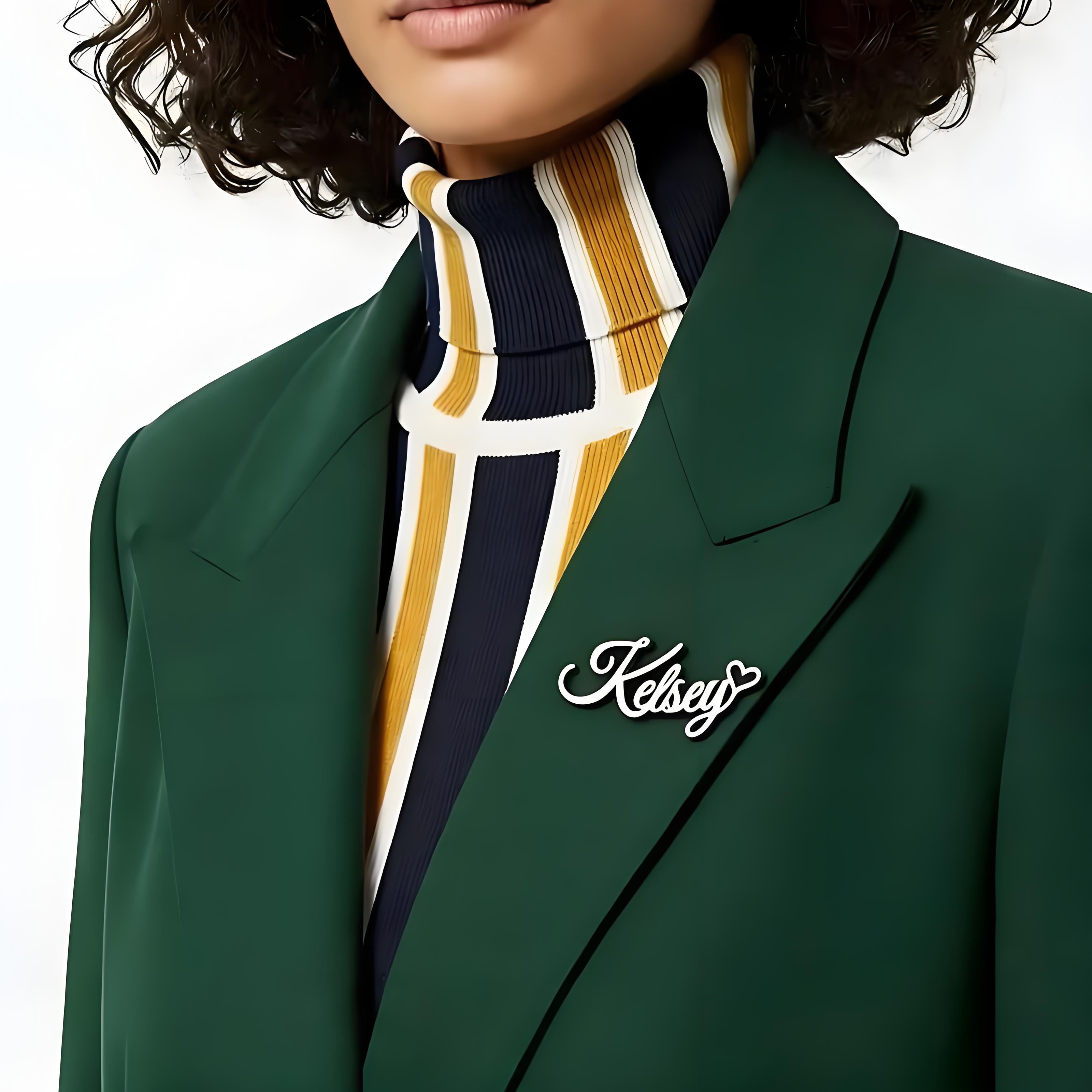 Custom Cursive Name Lapel Pin  - Embroidery Texture บทวิจารณ์และราคา