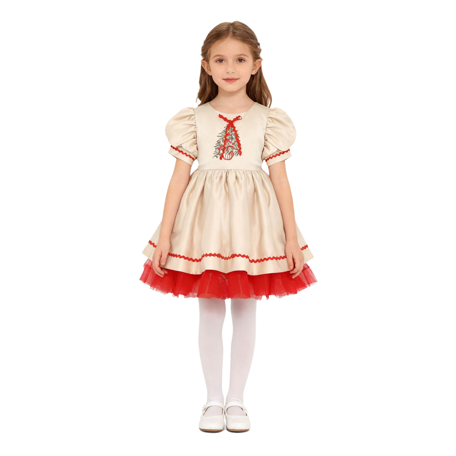 Kids Girls Christmas Santa Dre - Embroidery Dress บทวิจารณ์และราคา