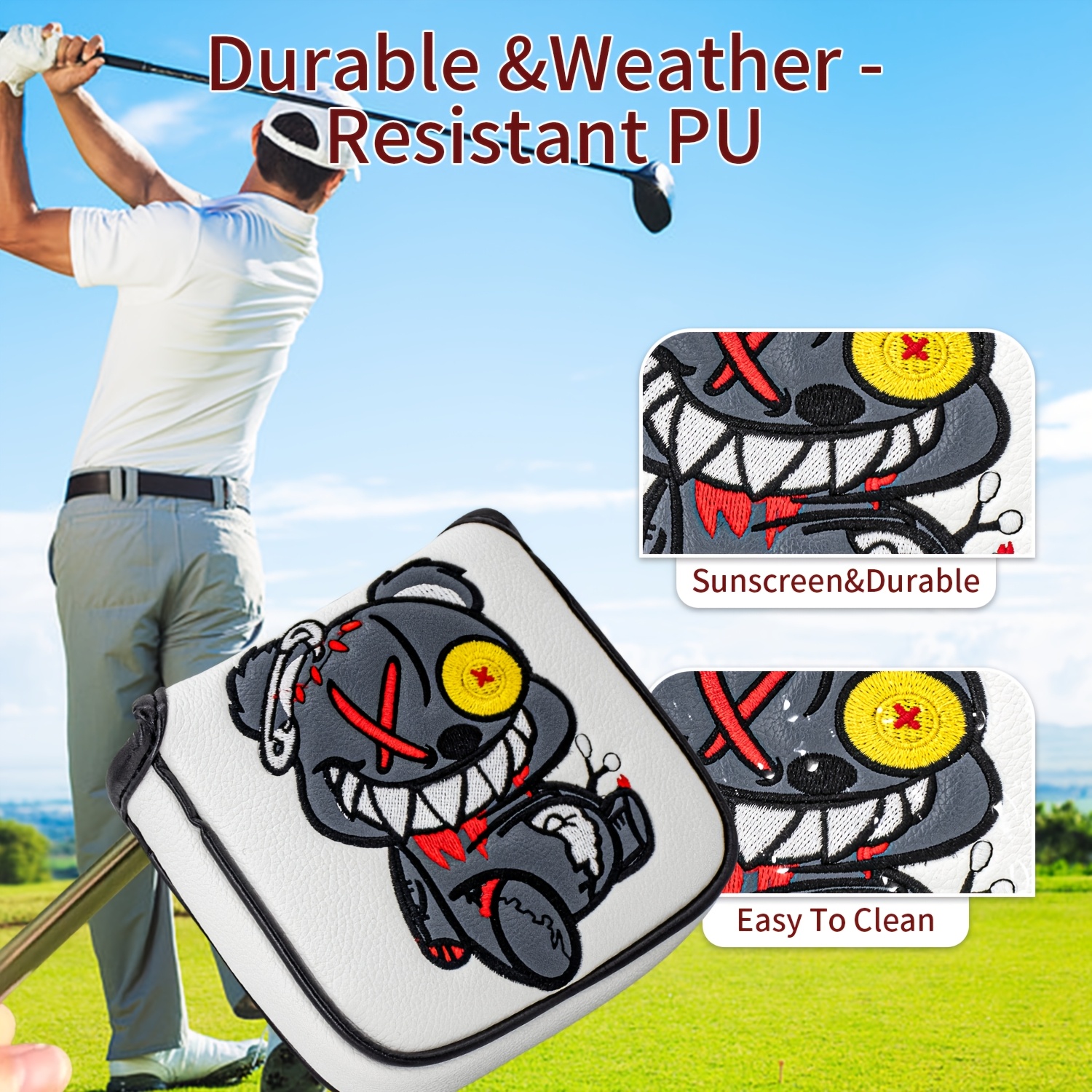 1pc Monocled Bear Design Golf  - Embroidery Design บทวิจารณ์และราคา