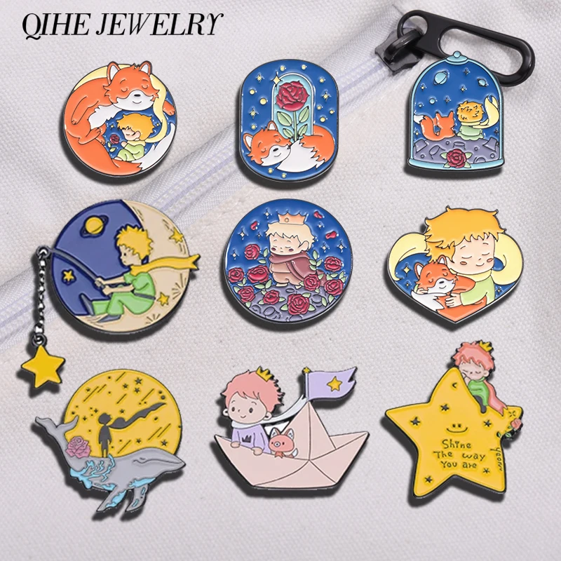 Boy and Fox Rose Enamel Pins C - Embroidery Whale บทวิจารณ์และราคา