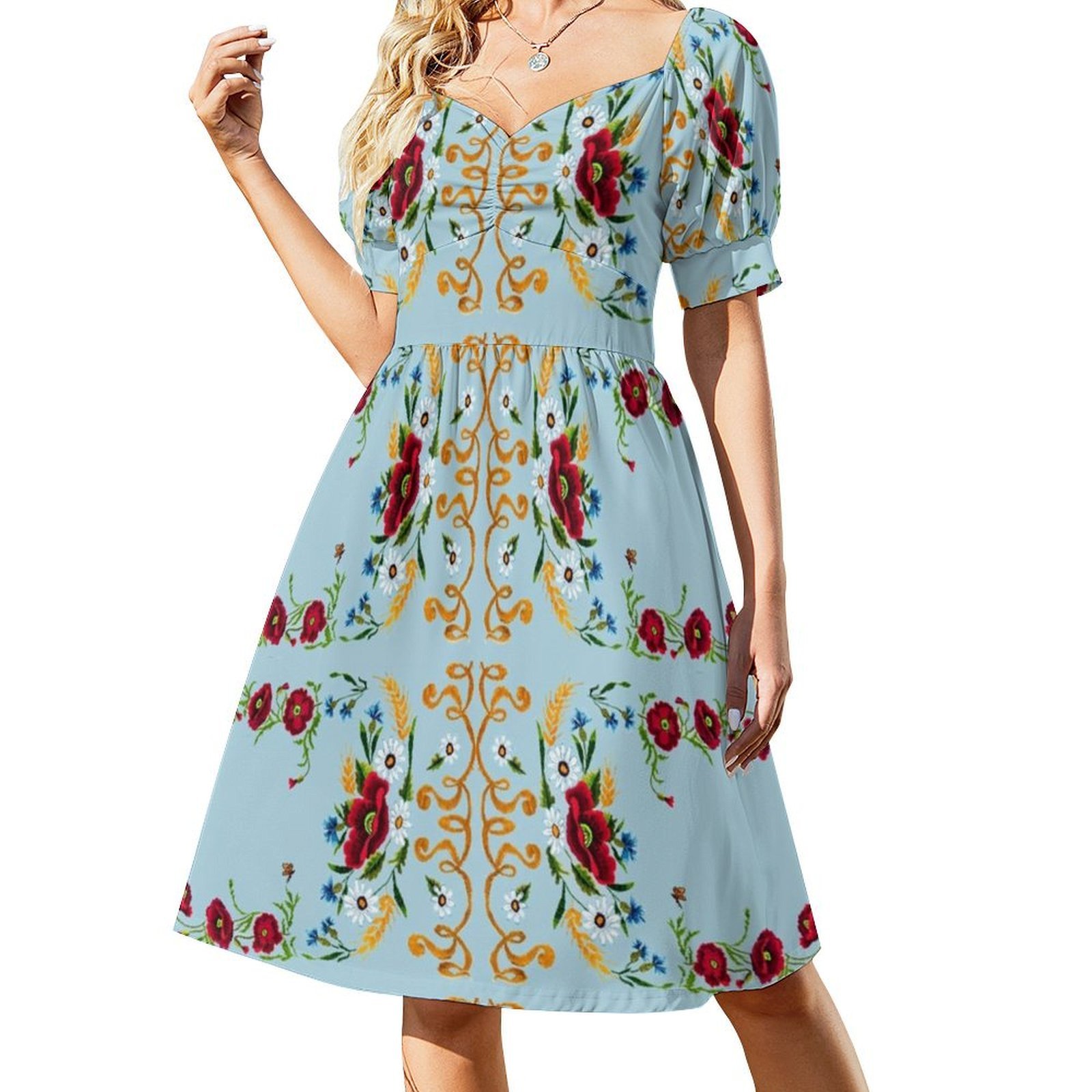 Poppy And Cornflower Embroider - Embroidery Dress บทวิจารณ์และราคา