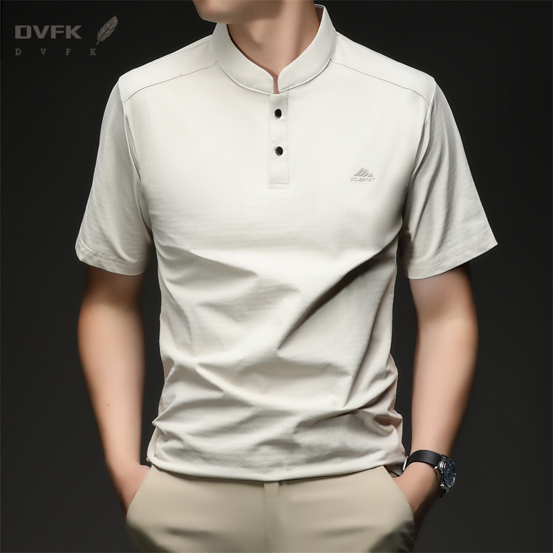 Mens Short Sleeve Mandarin Col - Embroidery Shirt บทวิจารณ์และราคา