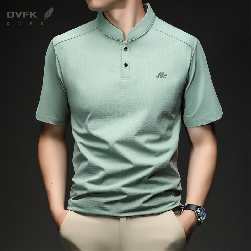 Mens Short Sleeve Mandarin Col - Embroidery Shirt บทวิจารณ์และราคา