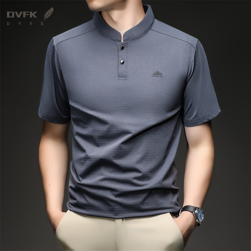 Mens Short Sleeve Mandarin Col - Embroidery Shirt บทวิจารณ์และราคา