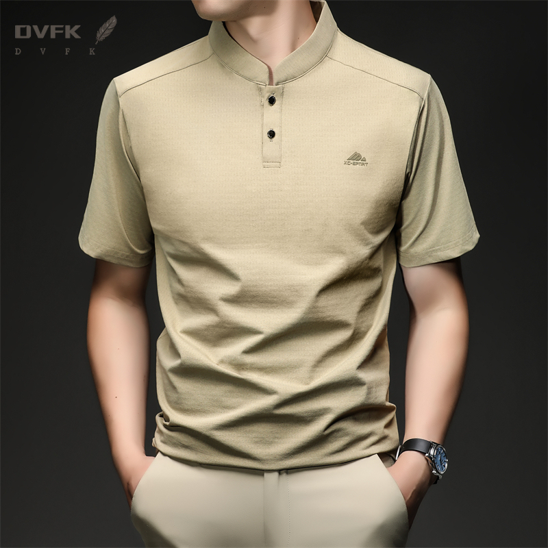 Mens Short Sleeve Mandarin Col - Embroidery Shirt บทวิจารณ์และราคา