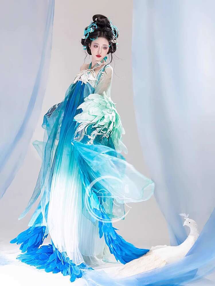 New Peacock Hanfu Womens fashi - Embroidery Shirt บทวิจารณ์และราคา