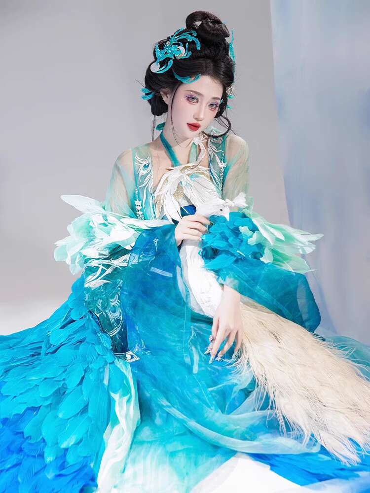 New Peacock Hanfu Womens fashi - Embroidery Shirt บทวิจารณ์และราคา
