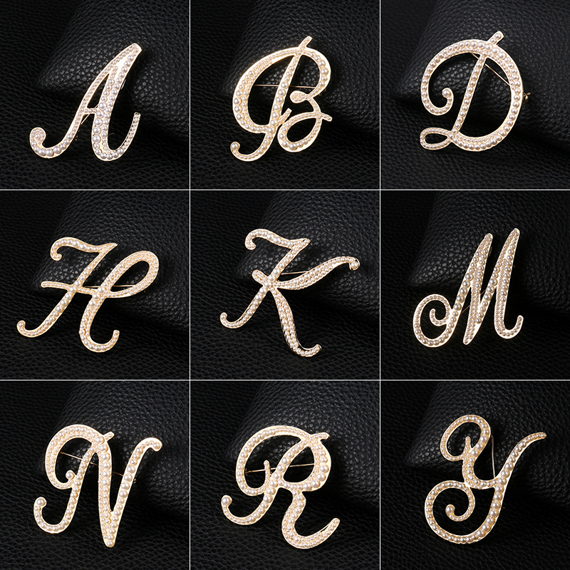 English Letters A-Z Pearl Broo - Embroidery Letter M บทวิจารณ์และราคา