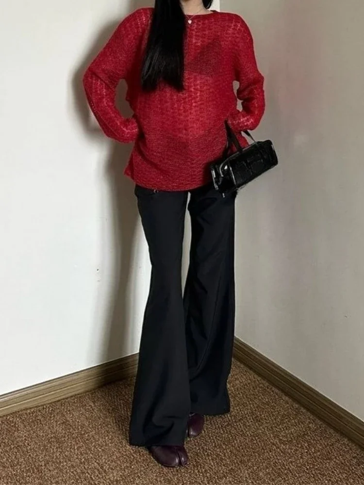 Y2K See-Through Knitted Women' - Embroidery Shirt บทวิจารณ์และราคา