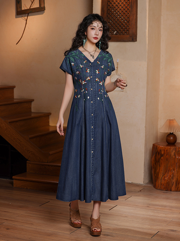 TIYIHAILEY Women Denim Dresses - Embroidery Dress บทวิจารณ์และราคา